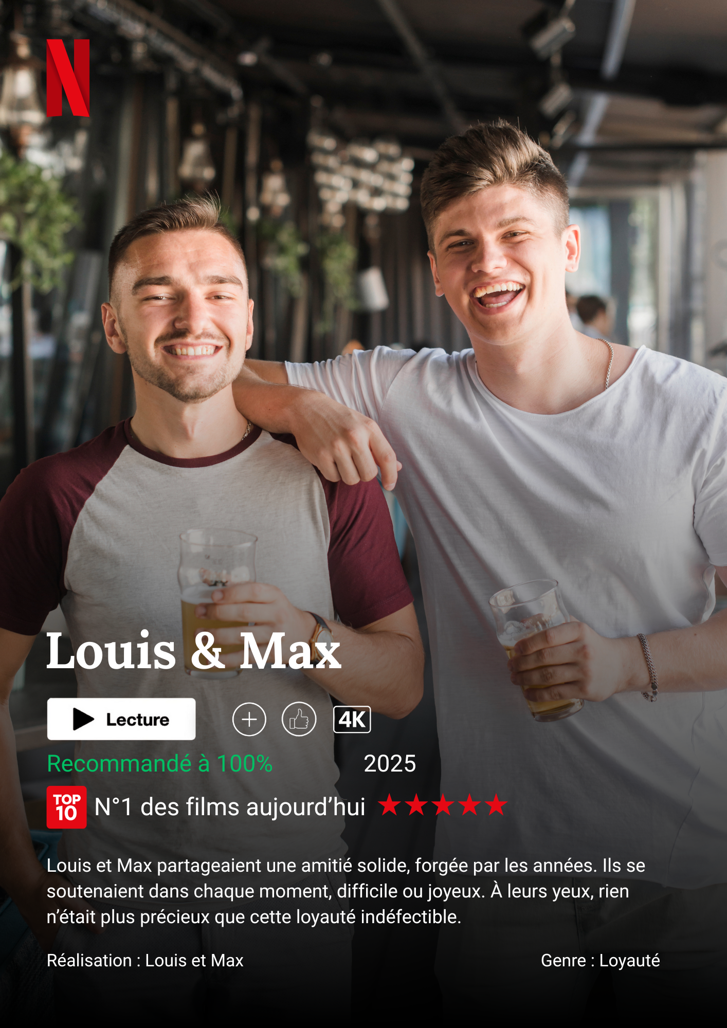 Affiche style Netflix personnalisée avec photo, cadre photo décoration murale salon, idée cadeau.