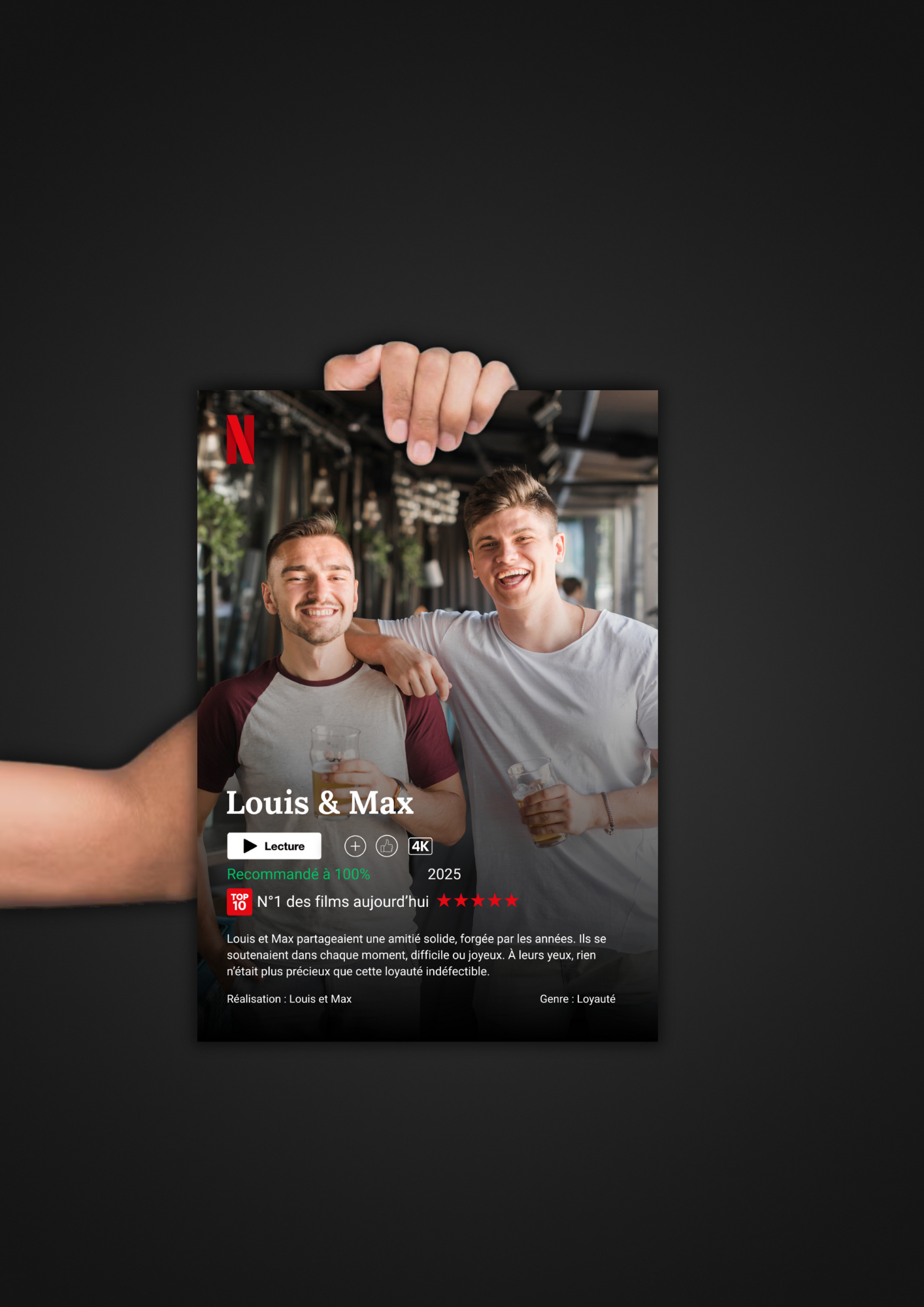 Affiche style Netflix personnalisée avec photo, cadre photo décoration murale salon, idée cadeau.