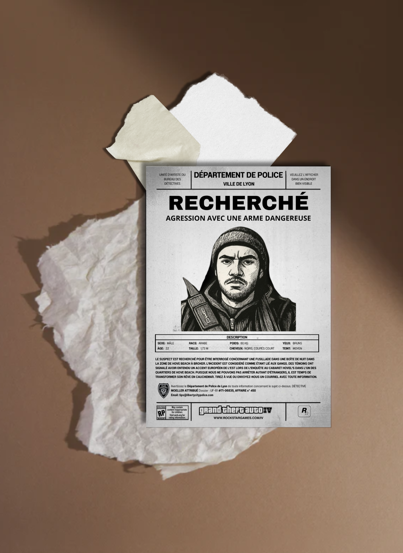 Affiche photo personnalisé style avis de recherche Wanted. Une décoration murale originale inspirée de GTA avec votre portrait en dessin.