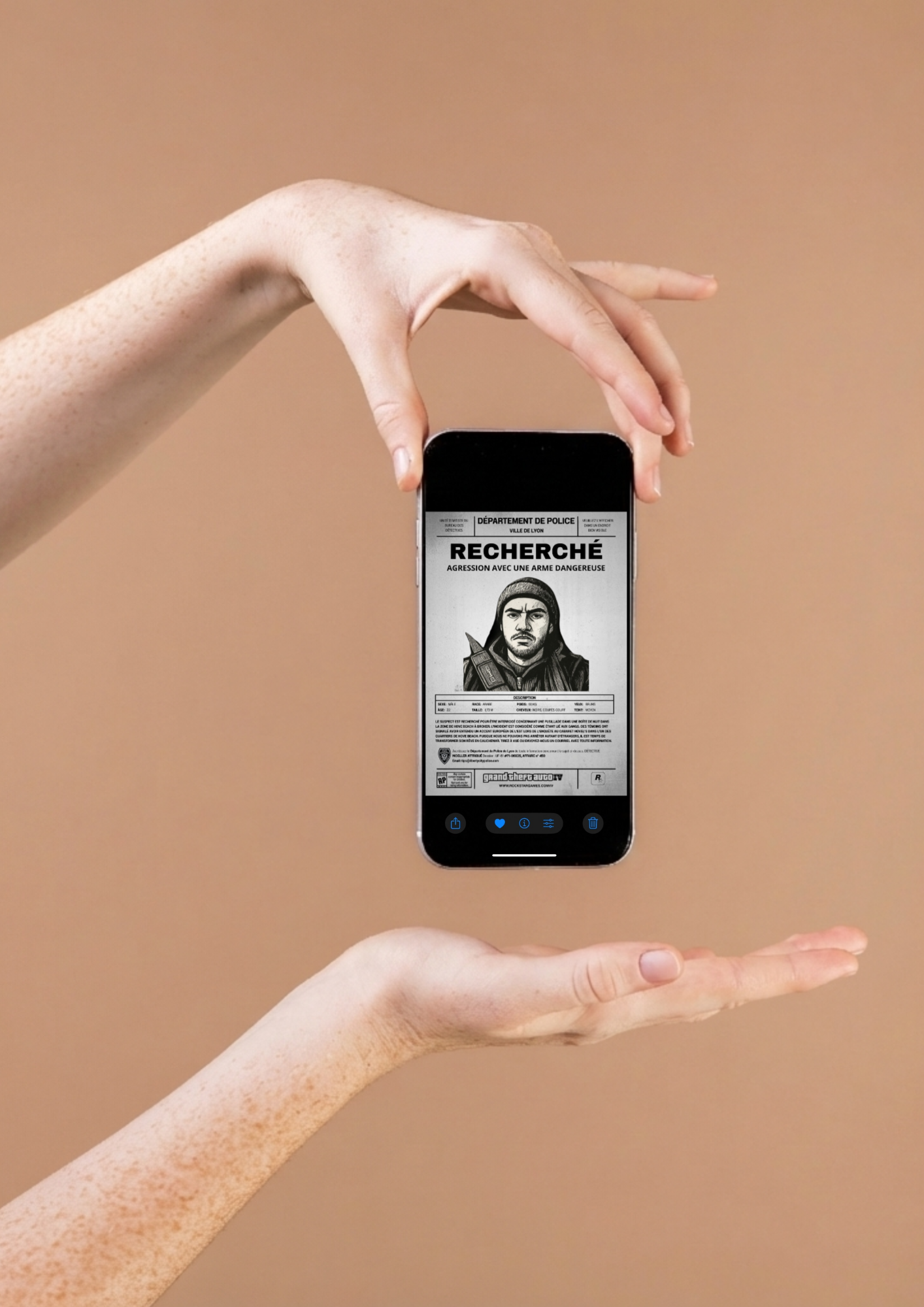 Affiche photo personnalisé style avis de recherche Wanted. Originale inspirée de GTA avec votre portrait en dessin.