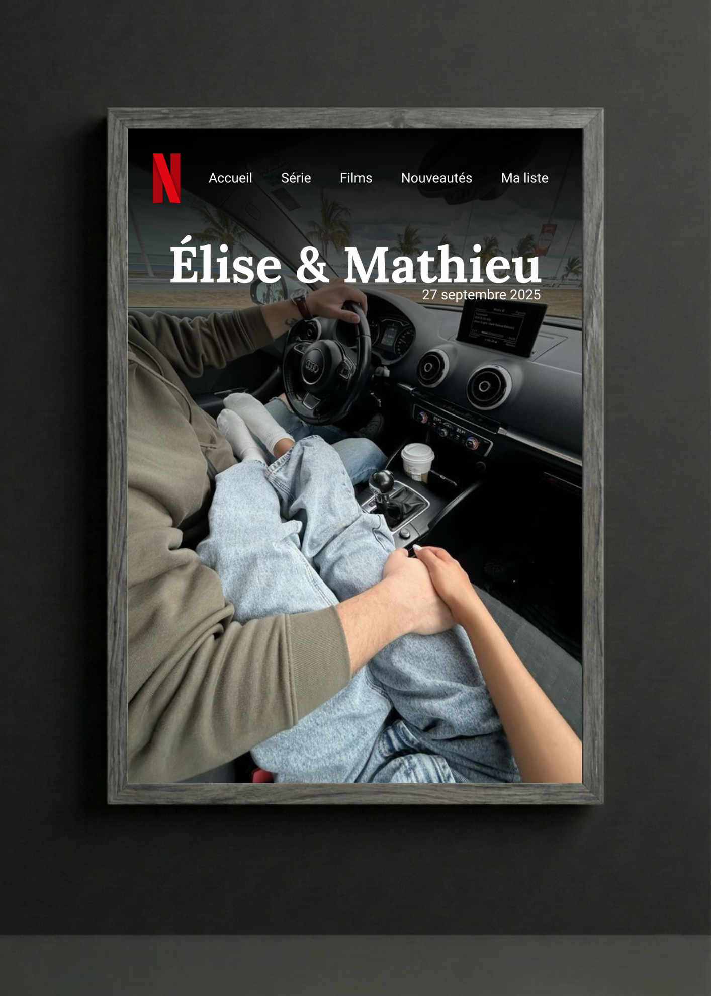 Cadre photo style Netflix personnalisée avec photo, cadre photo décoration murale salon, idée cadeau.