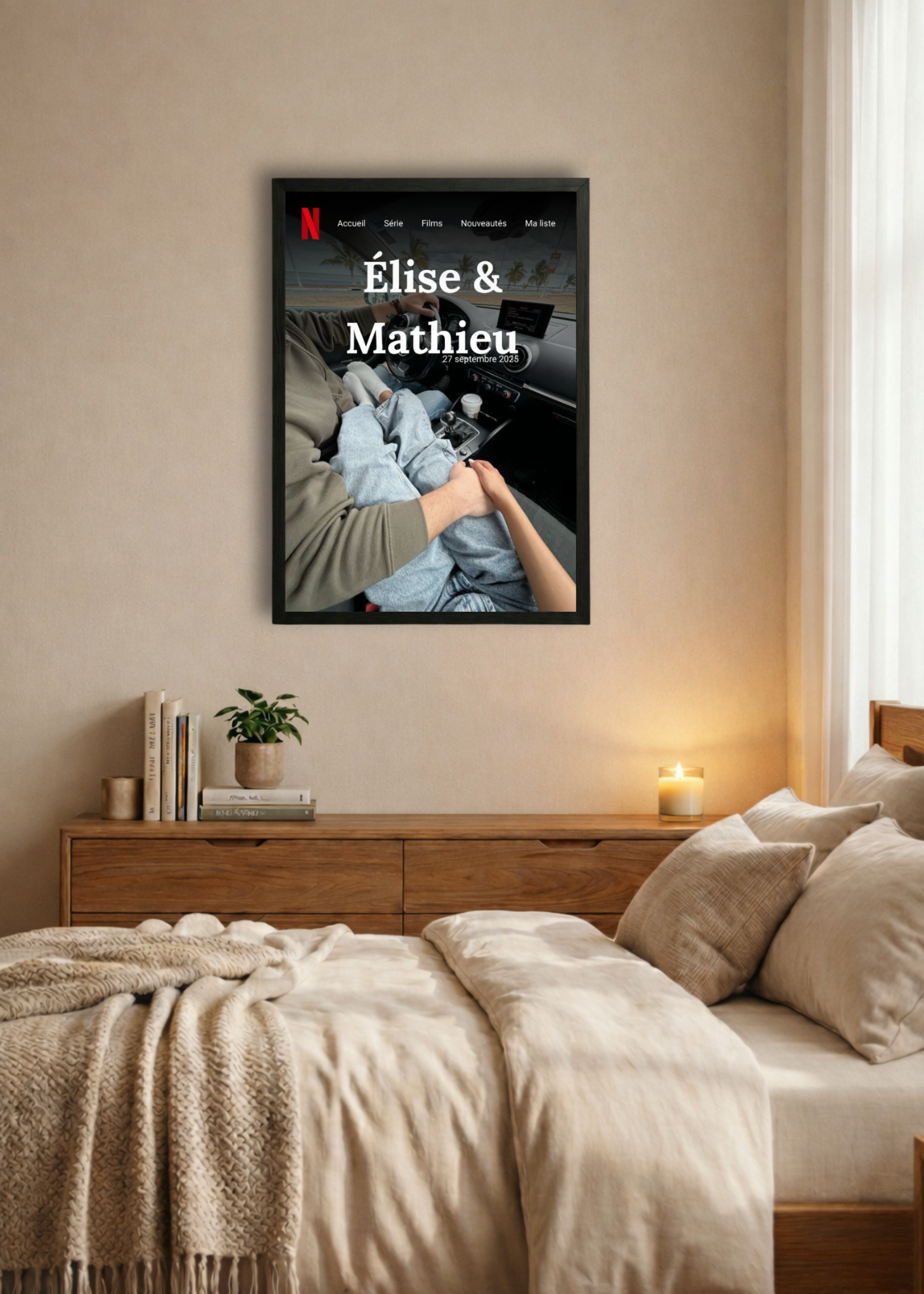 Cadre photo style Netflix personnalisée avec photo, cadre photo décoration murale salon, idée cadeau.