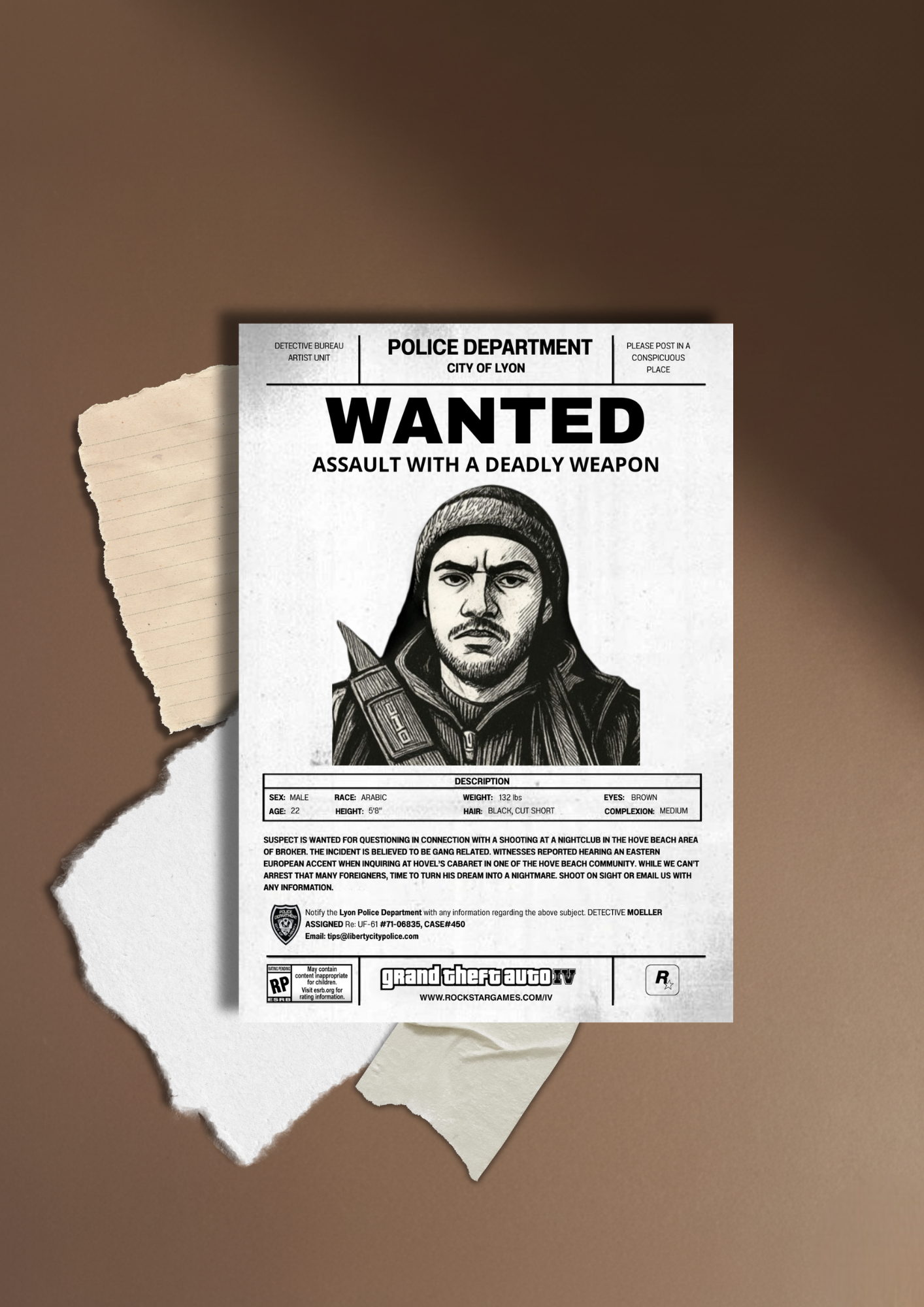 Affiche photo personnalisé style avis de recherche Wanted. Une décoration murale originale inspirée de GTA avec votre portrait en dessin.