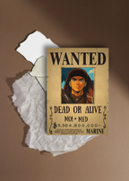 Affiche photo personnalisé sans cadre style avis de recherche One Piece. Affiche Wanted Dead or Alive avec portrait et prime personnalisable.