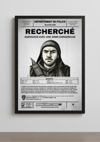 Idée de décoration intérieure moderne avec une affiche Wanted encadrée. Un cadre photo personnalisé parfait pour un setup gaming ou un salon.