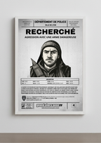 Idée de décoration intérieure moderne avec une affiche Wanted encadrée. Un cadre photo personnalisé parfait pour un setup gaming ou un salon.