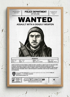 Idée de décoration intérieure moderne avec une affiche Wanted encadrée. Un cadre photo personnalisé parfait pour un setup gaming ou un salon.