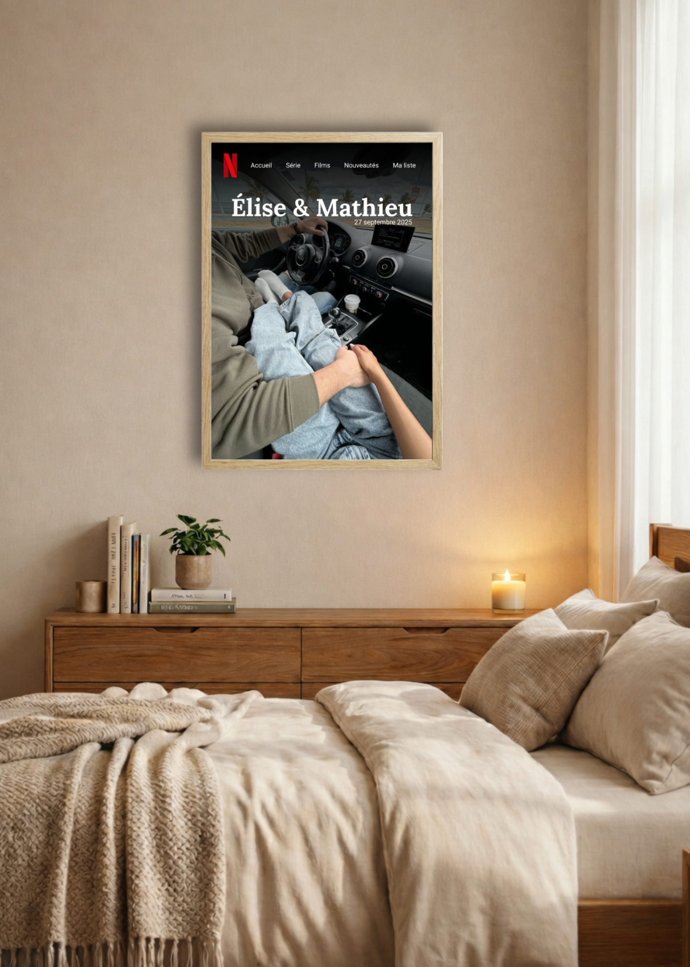 Cadre photo style Netflix personnalisée avec photo, cadre photo décoration murale salon, idée cadeau.