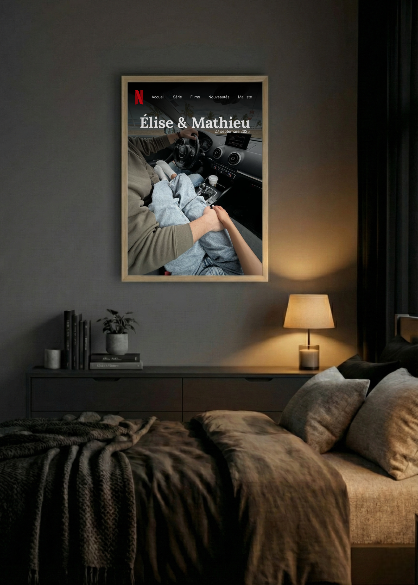 Cadre photo style Netflix personnalisée avec photo, cadre photo décoration murale salon, idée cadeau.