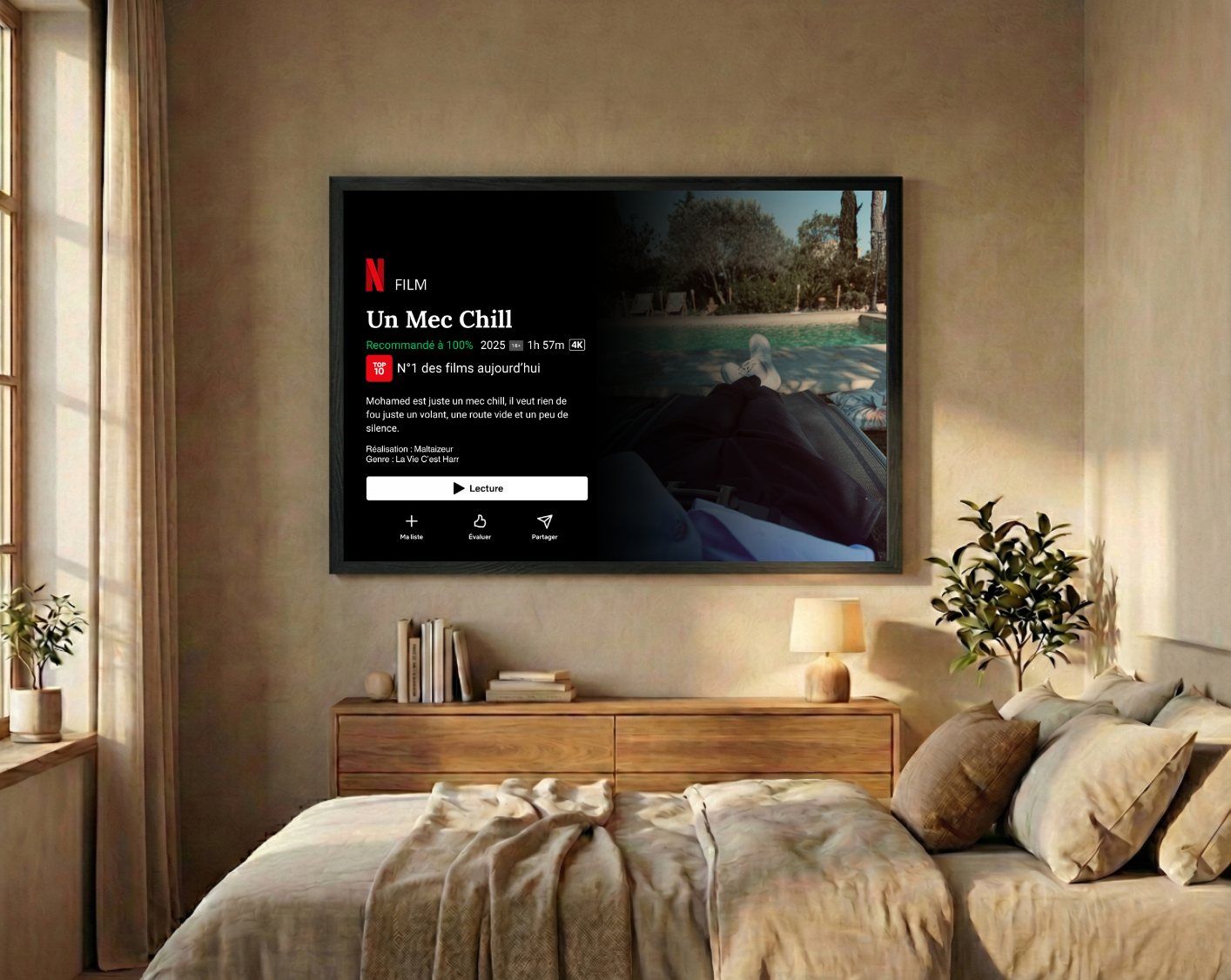 Cadre photo personnalisé style interface Netflix avec photo, idée cadeau original décoration murale.