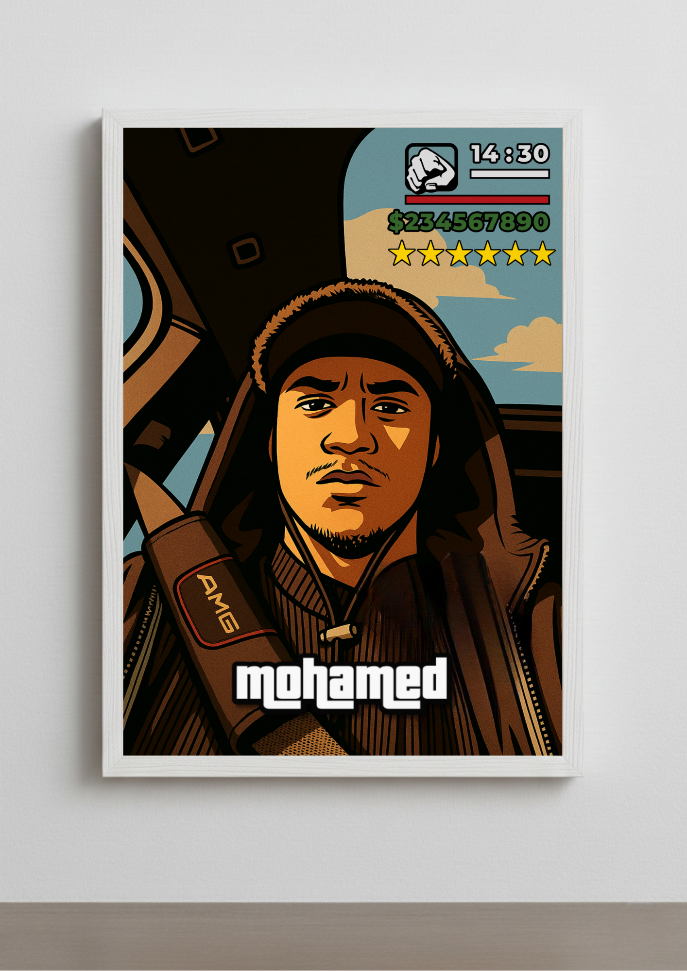 Cadre photo personnalisé style GTA San Andrea, idée de cadeau pour amis, couple ou famille.