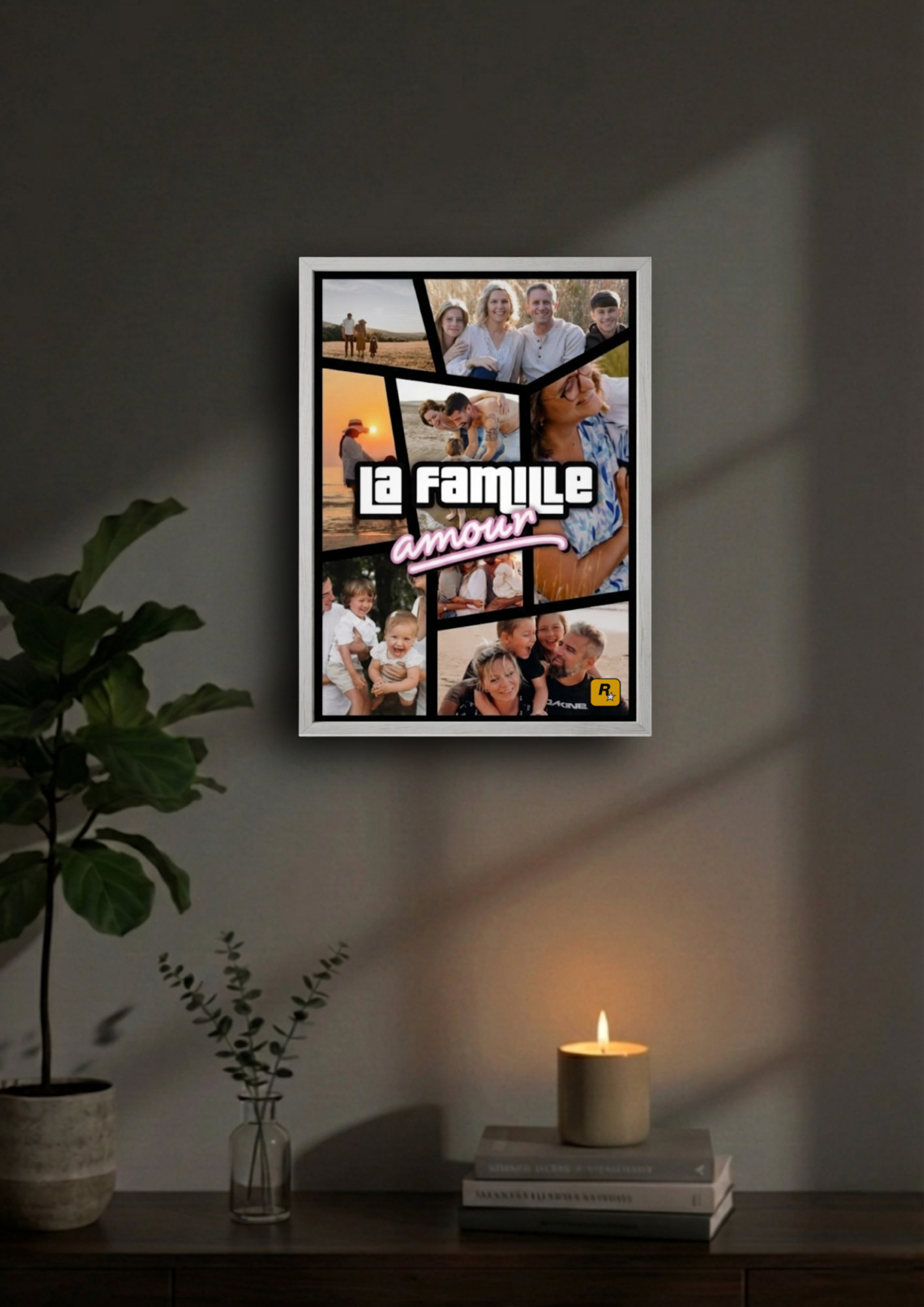 Cadre photo personnalisé avec photos style jeu vidéo GTA idée de cadeau amis couple famille. 
