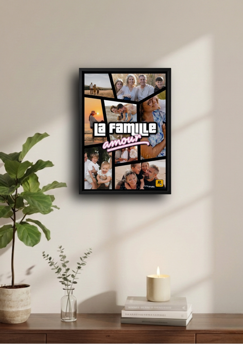 Cadre photo personnalisé avec photos style jeu vidéo GTA idée de cadeau amis couple famille. 
